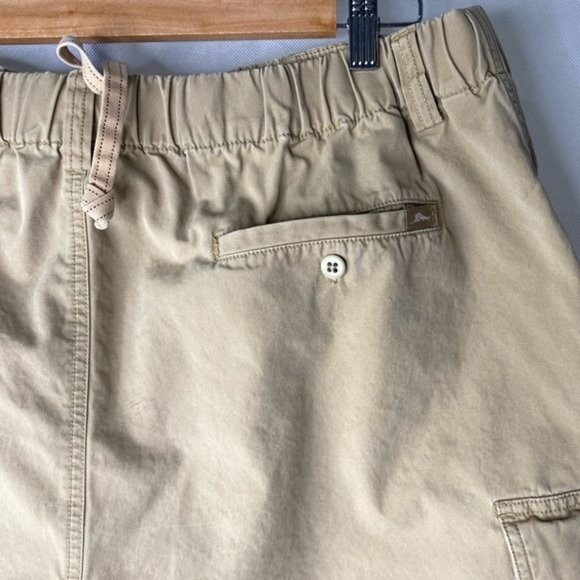 Tommy Bahama Men’s cargo short shorts tan zipper closure tie waist size Large L - Picture 7 of 13
